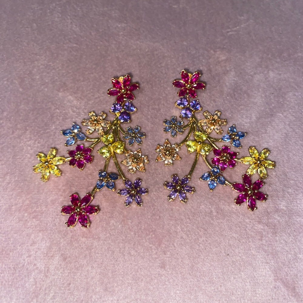 Kate Spade Multicolor Floral Statement Stud Earrings
